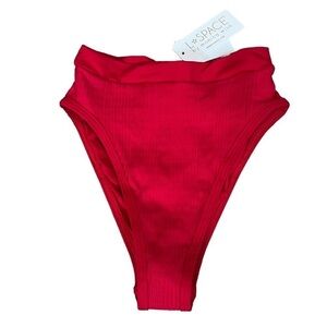 NWT Revolve L*space Small Ribbed Frenchi Bikini Bitsy Bottom lipstick red